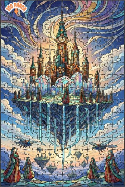 Teona Ahşap Sky City Patterned Glass Mosaic Look Wooden Puzzle 150 Pieces 20X30