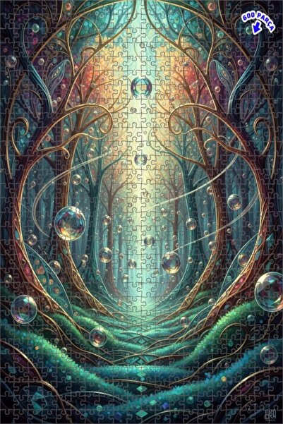 Teona Ahşap لغز خشبي مؤطر بطبقتين بمظهر لوحة زيتية لفقاعات الغابة الغامضة 600...