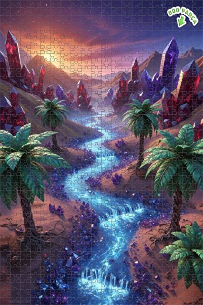 Teona Ahşap لغز خشبي بإطار مزدوج الطبقات بمظهر فني رقمي من كريستال فالي، 800 ...