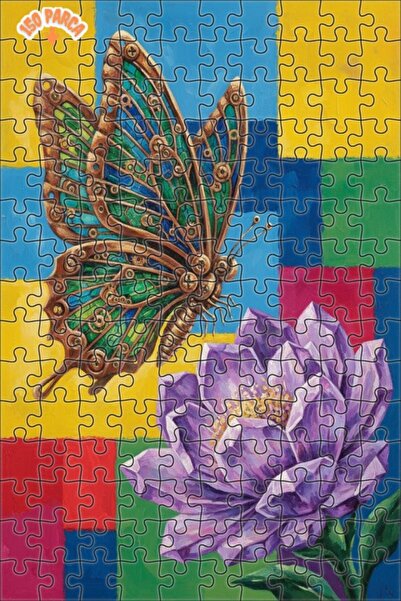 Teona Ahşap لوحة زيتية ميكانيكية على شكل فراشة وزهرة كريستالية، لغز خشبي بإطا...