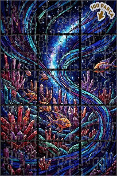 Teona Ahşap لغز خشبي بإطار مزدوج الطبقات من جالاكسي فيش كريستال آرت 100 قطعة ...