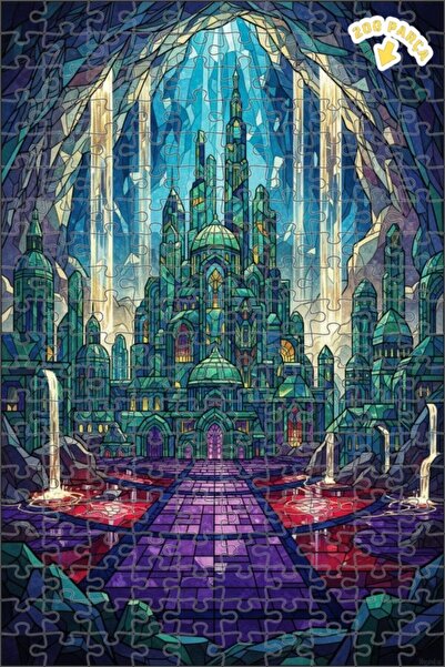 Teona Ahşap لغز خشبي مؤطر بطبقتين بتصميم فني فسيفسائي يصور مدينة كريستالية غا...