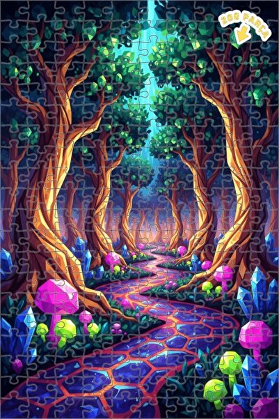 Teona Ahşap لغز خشبي مغلف بطبقتين من مسار الكريستال السحري في الغابة 200 قطعة...