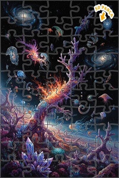 Teona Ahşap Fantastic Galaxy Sea Double Layer Framed Wooden Puzzle 50 Pieces ...