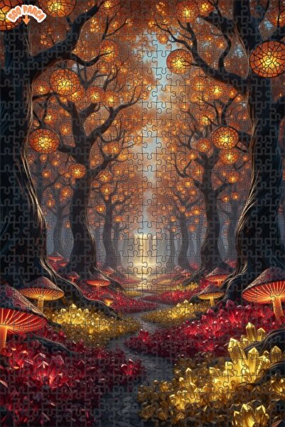 Teona Ahşap Magical Forest Waterfall Oil Painting-Looking Art Double-Deck Fra...