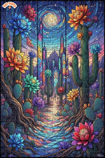 Teona Ahşap لغز خشبي بتصميم زجاج ملون يشبه حكايات الصحراء، 500 قطعة، 50×30