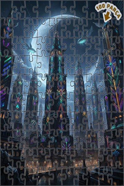 Teona Ahşap لغز خشبي بإطار مزدوج الطبقات بمظهر لوحة زيتية لمنظر مدينة خيالية ...