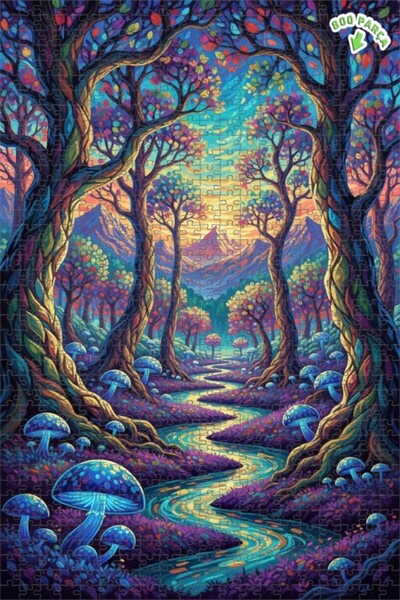 Teona Ahşap لغز خشبي مؤطر بطبقتين من ماركة ماجيكال فورست ريفر 800 قطعة 70x50