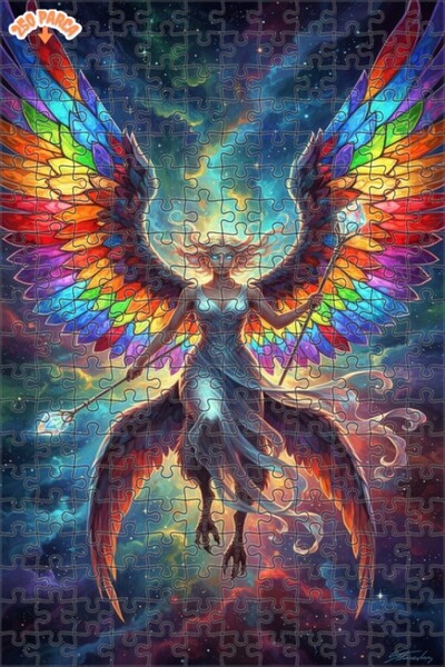 Teona Ahşap لوحة زيتية لملائكة السماء الملونة ذات الأجنحة، بازل خشبي مؤطر ذو ...