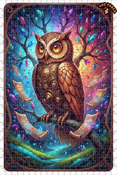 Teona Ahşap لغز خشبي بإطار مزدوج الطبقات بمظهر لوحة زيتية لبومة ميكانيكية سحر...