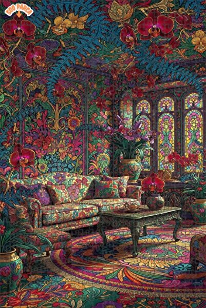 Teona Ahşap لغز خشبي مؤطر بطبقتين بمظهر لوحة زيتية فنية بوهيمية من حديقة الأو...