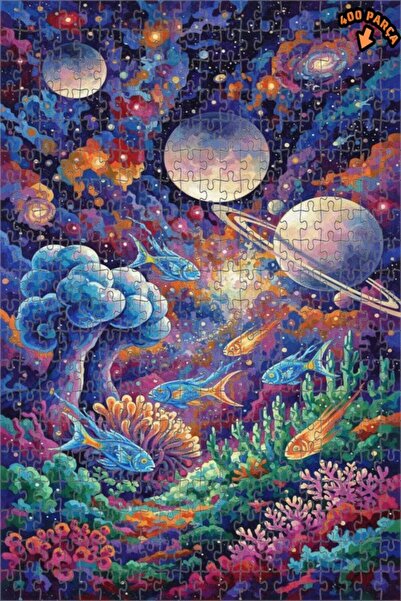 Teona Ahşap لغز خشبي فني بمظهر لوحة زيتية يصور الأسماك الغامضة في البحار الفل...