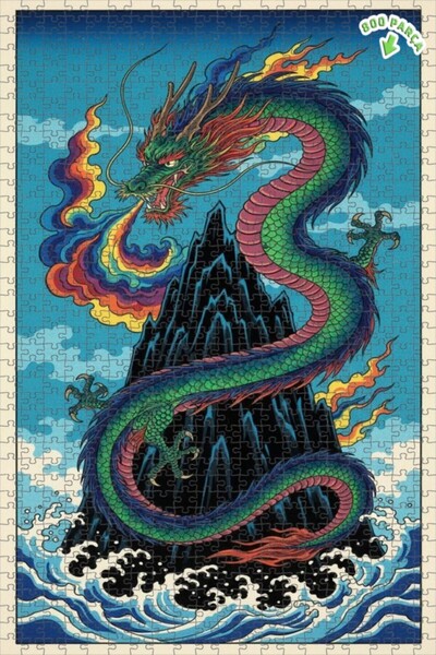 Teona Ahşap لغز خشبي بإطار مزدوج الطبقات من نوع غضب التنين 800 قطعة 70×50