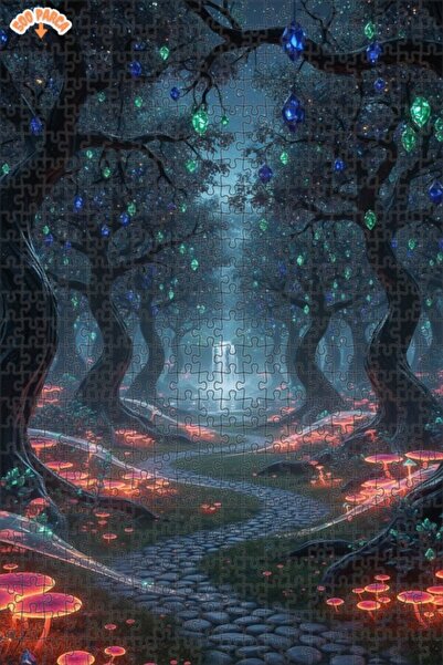 Teona Ahşap لغز خشبي بمظهر لوحة زيتية لغابة كريستالية سحرية 500 قطعة 50×30