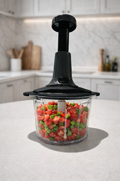 YUVAYAÖZEL Pratik El Basmalı Rondo Doğrayıcı 3 Bıçaklı Mutfak Robotu Sebze Me...