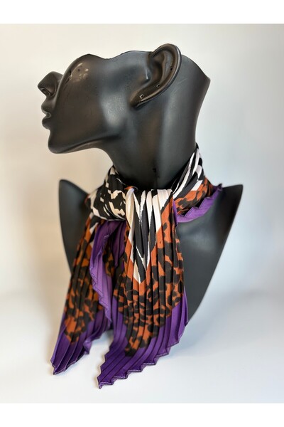 BHR AKSESUAR Pleated Patterned Square Scarf (45X45 cm)