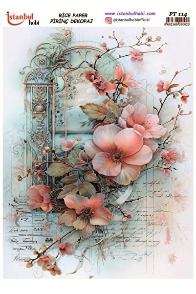 İstanbul Hobi Rice Decoupage Paper 30X42Cm Pt-114 Flower