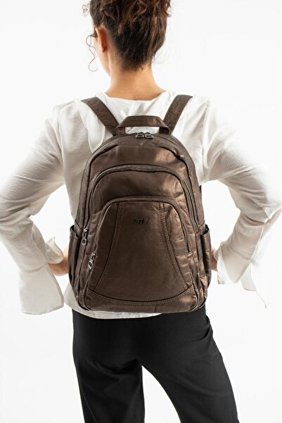 Baginn Y.S.Leather Women's Backpack 33*23 cm Vegan Leather Wash Faux Leather Soft Texture Daily Bag