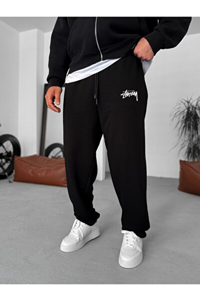 PURE EFFECT Ανδρικό παντελόνι φόρμας Stussy με ανάγλυφο σχέδιο και 3 κλωστές