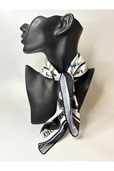 BHR AKSESUAR وشاح مربع منقوش (45×45 سم)