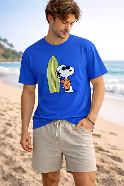 ArtYus Snoopy Skiing Printed Cotton Relaxed Fit Round Neck Unisex T-Shirt