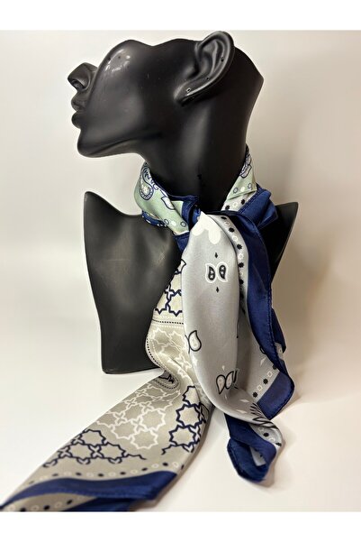 BHR AKSESUAR وشاح مربع منقوش (70×70 سم)