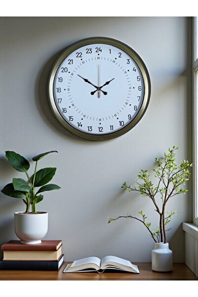 MBB ETİCARET Zentime 40 Cm Eskitme Metal 24 Saat Göstergeli Özel Tasarım Duva...