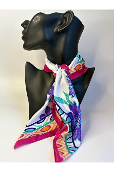 BHR AKSESUAR وشاح مربع منقوش (45×45 سم)