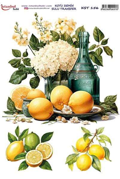 İstanbul Hobi Dark Background Water Transfer Paper 25X35Cm Kst-156 Lemon