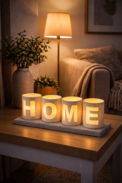 edoy HOME Harfli LED Mumluk Seti – Modern & Sade Ev Dekorasyonu - Şık Ev Akse...