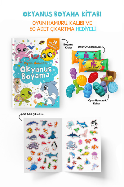 Parodi Yayınları Okyanus Oyun Hamurlu Boyama Kitabı | Oyun Hamuru, Kalıp ve 5...