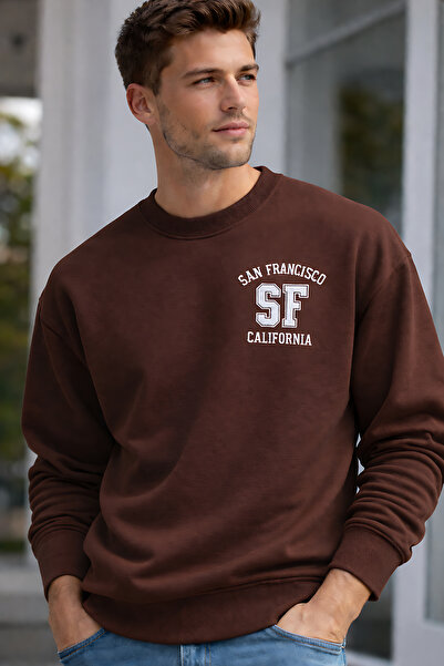 ArtYus San Francisco Printed Relaxed Fit Fleece-Lined 3 Thread Crew Neck Unis...