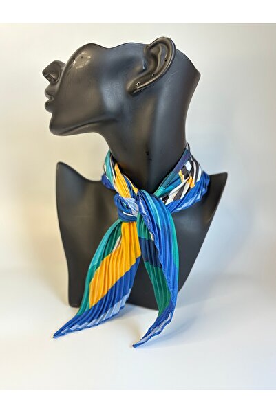 BHR AKSESUAR Pleated Patterned Square Scarf (45X45 cm)