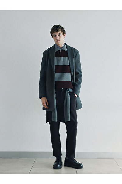 LC Waikiki Anthracite Standard Fit Men's Cashmere Coat