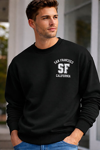 ArtYus San Francisco Printed Relaxed Fit Fleece-Lined 3 Thread Crew Neck Unis...