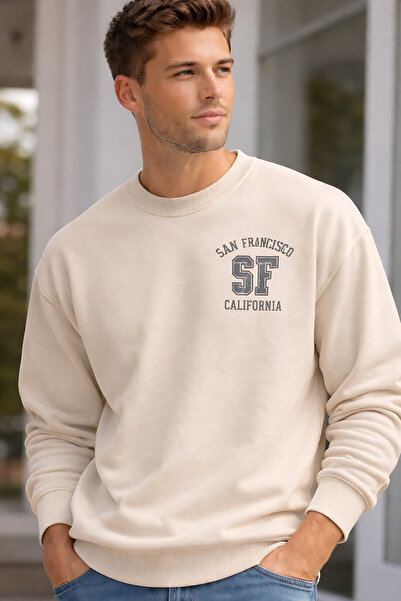 ArtYus San Francisco Printed Relaxed Fit Fleece-Lined 3 Thread Crew Neck Unis...
