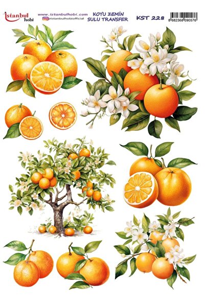 İstanbul Hobi Dark Background Water Transfer Paper 25X35Cm Kst-228 Orange