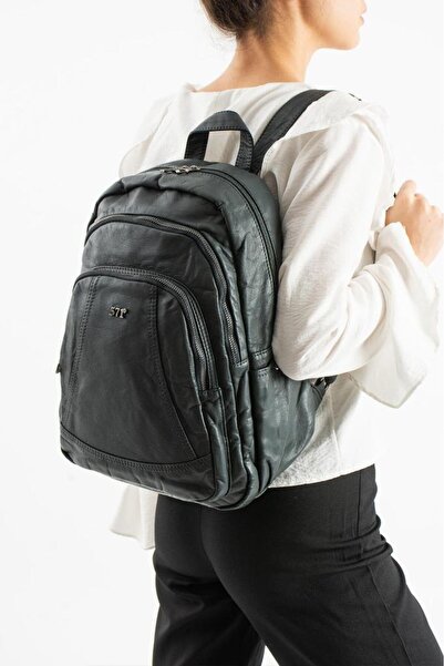 Baginn Y.S.Leather Women's Backpack 33*23 cm Vegan Leather Wash Faux Leather ...