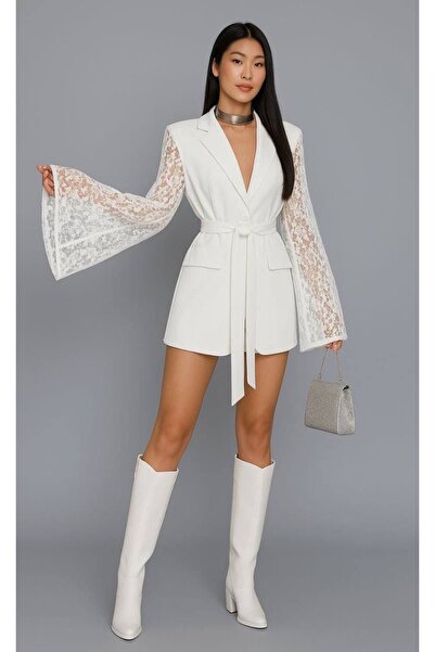 Miss Beyoğlu Rochie-jachetă de damă cu mâneci din țesătură Dabıl și detalii d...