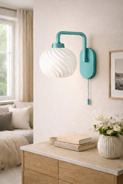 Limon 3D Desing مصباح حائط فيولا أزرق اللون، ديكور حديث، مزود بمفتاح سحب E27