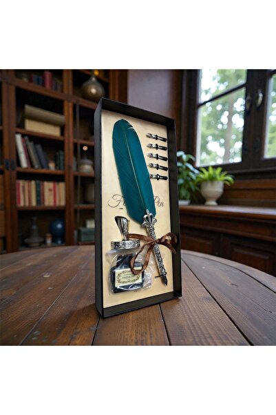 Ötünç Feather Pen Set – Vintage Dip Pen Gift Writing Set with Ink