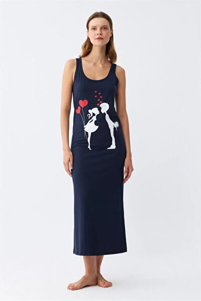 TOMMTONN Μόδα γυναικείο νυχτικό με χοντρό λουράκι από βαμβακερό χτενισμένο μα...