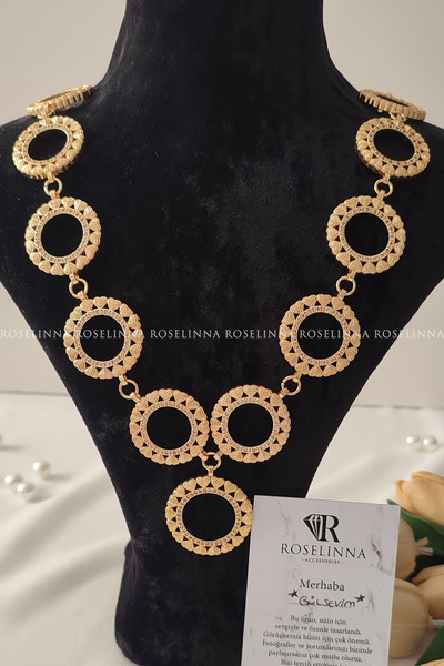 ROSELİNNA 10 Çeyrek 1 Yarımlık Burgu Zincirli Kolye, Çeyrekli Kolye, Yarım Çe...