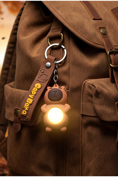 labubu sepeti Işıklı anahtarlık çanta aksesuarı CAPYBARA Kapibara ışıklı model