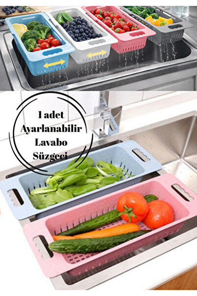 BRE HOME Lavabo Üstü Ayarlanabilir Süzgeç Sepeti | Kayar Plastik Meyve Sebze ...