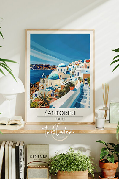 tablodea Pinterest Pictură peisaj Santorini în stil retro TD Poster decorativ...