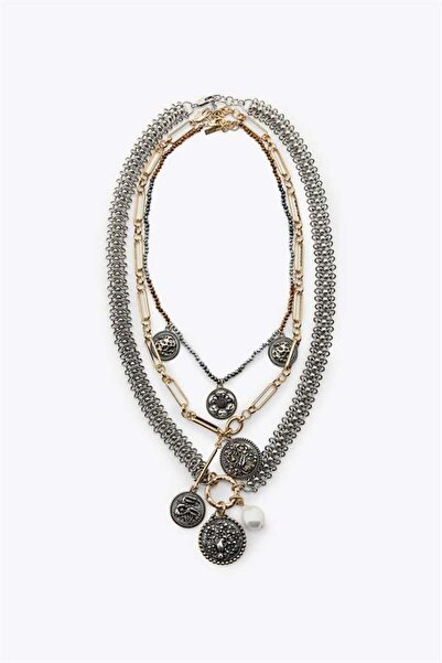 MBB ETİCARET قلادة سلسلة ميدالية ثلاثية - متعددة الألوان