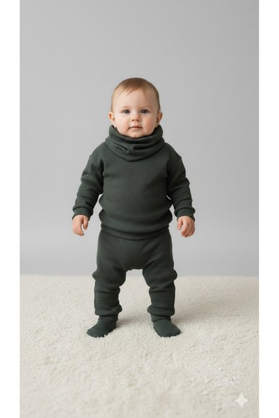 BabyDia Ribbed Knit Sets Three-Piece Neck Collar Bottom-Top