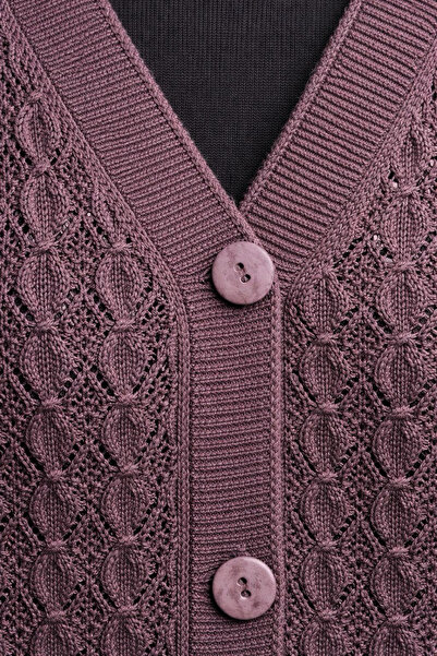 tiriTEK TRİKO Mercerized Diamond Patterned Mother's Vest / Lilac