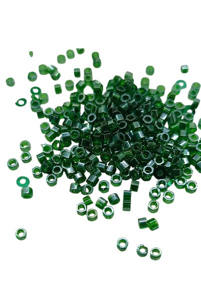 Boncuks 200 Gr Metallic Green Glass Beads 2 mm